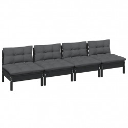 4-osobowa sofa ogrodowa z antracytowymi poduszkami, sosnowa