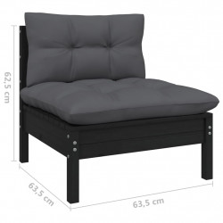 4-osobowa sofa ogrodowa z antracytowymi poduszkami, sosnowa