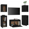 Szafki pod TV, 5 szt., czarne, lite drewno sosnowe