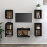 Szafki pod TV, 5 szt., czarne, lite drewno sosnowe