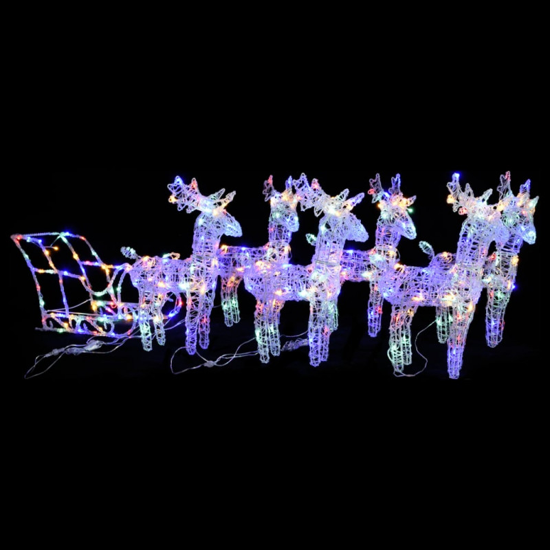 Dekoracja świąteczna – renifery z saniami, 320 LED, akrylowa
