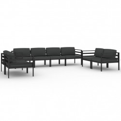 8-cz. zestaw mebli ogrodowych, poduszki, aluminium, antracyt