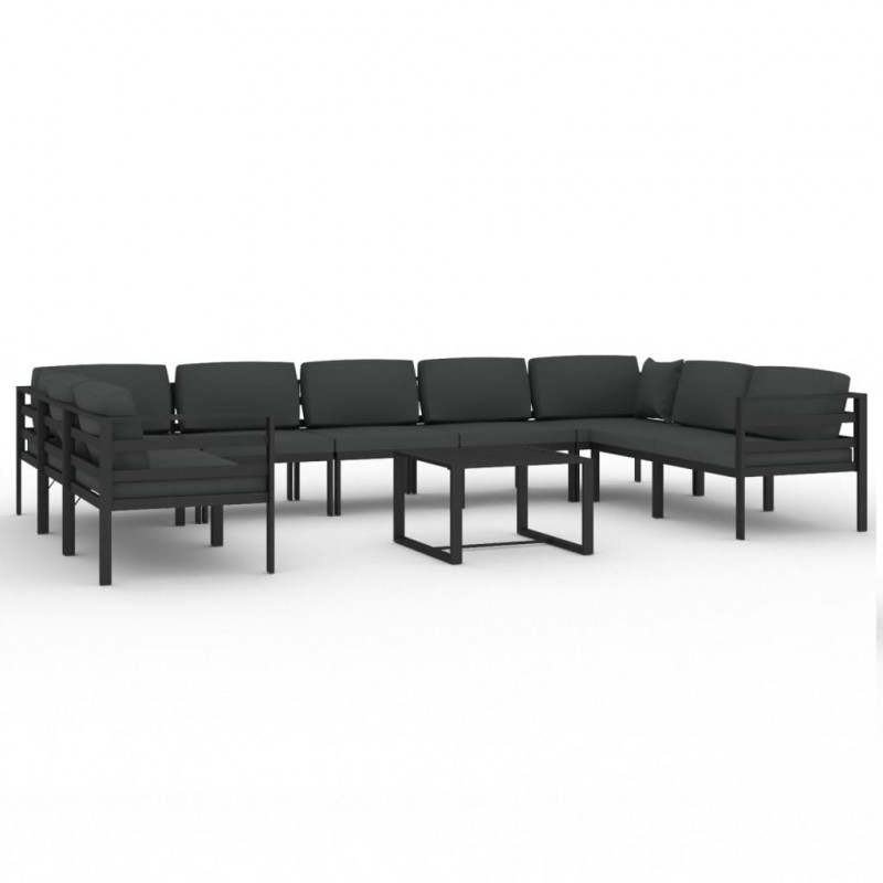 10-cz. zestaw mebli ogrodowych, poduszki, aluminium, antracyt