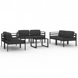 7-cz. zestaw mebli ogrodowych, poduszki, aluminium, antracyt
