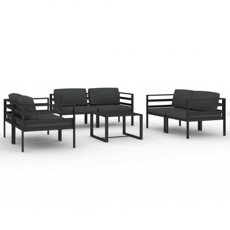 7-cz. zestaw mebli ogrodowych, poduszki, aluminium, antracyt