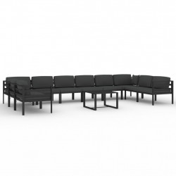 11-cz. zestaw mebli ogrodowych, poduszki, aluminium, antracyt