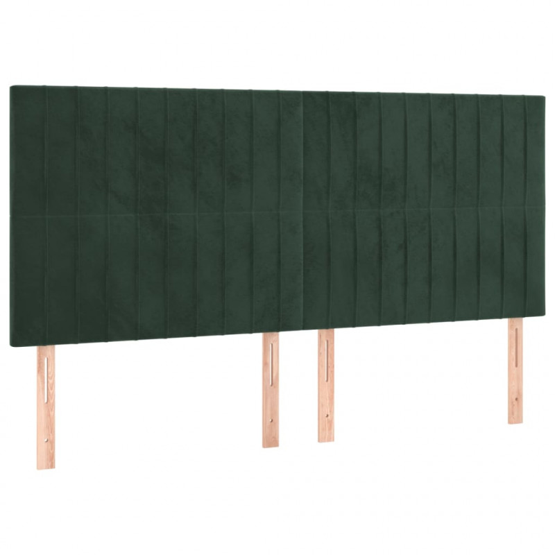 Zagłówki do łóżka, 4 szt., ciemnozielony, 80x5x78/88cm, aksamit