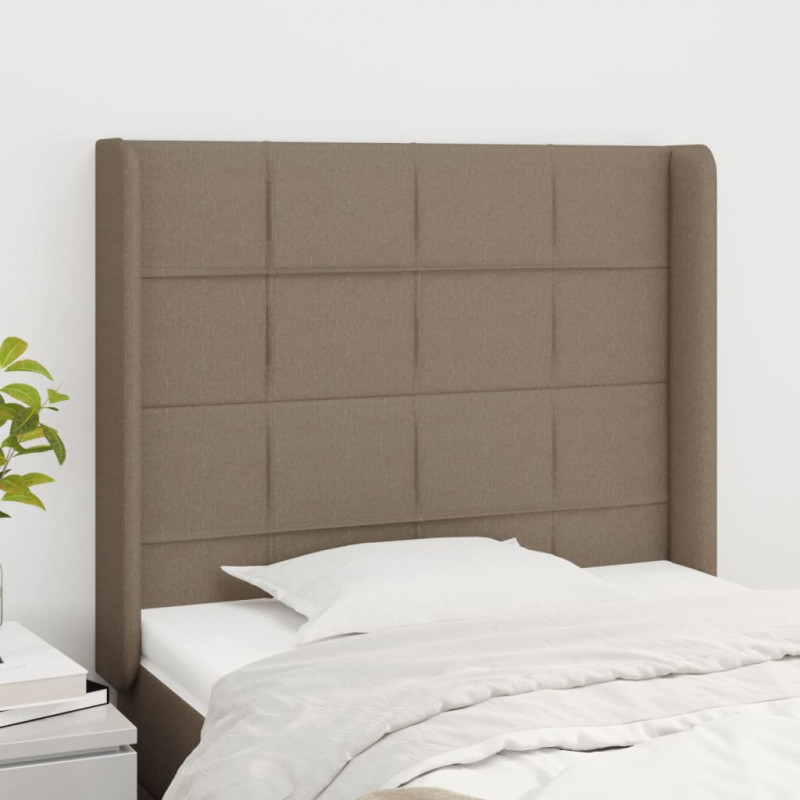 Zagłówek uszak, taupe, 103x16x118/128 cm, tkanina