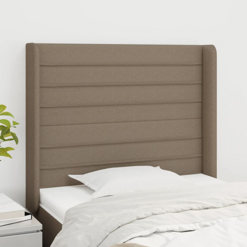 Zagłówek uszak, taupe, 103x16x118/128 cm, tkanina
