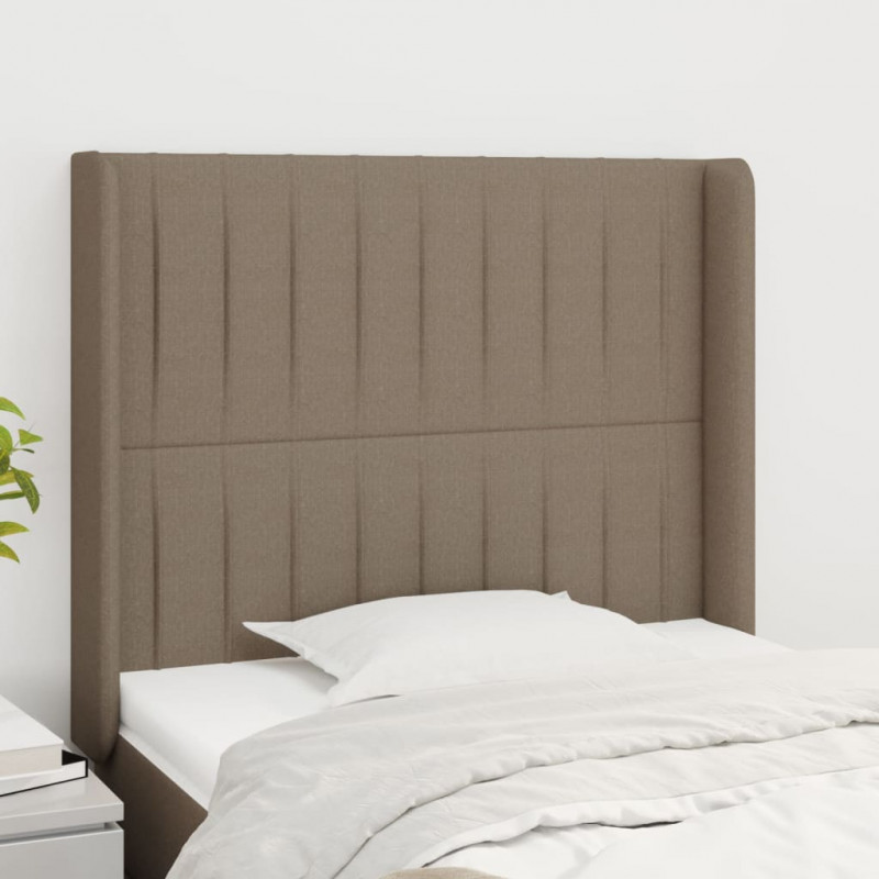 Zagłówek uszak, taupe, 93x16x118/128 cm, tkanina