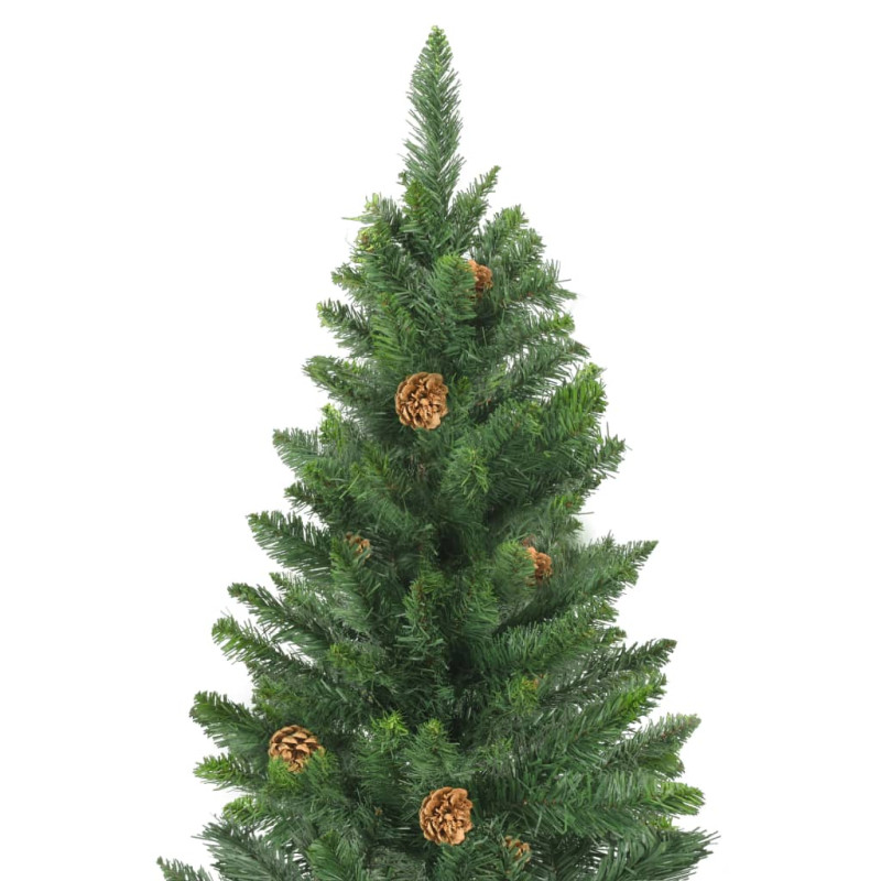 Sztuczna choinka z lampkami i szyszkami, zielona, 210 cm