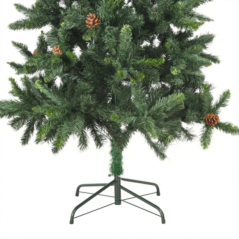 Sztuczna choinka z lampkami i szyszkami, zielona, 210 cm
