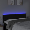 Zagłówek do łóżka z LED, czarny, 144x5x78/88 cm, tkanina