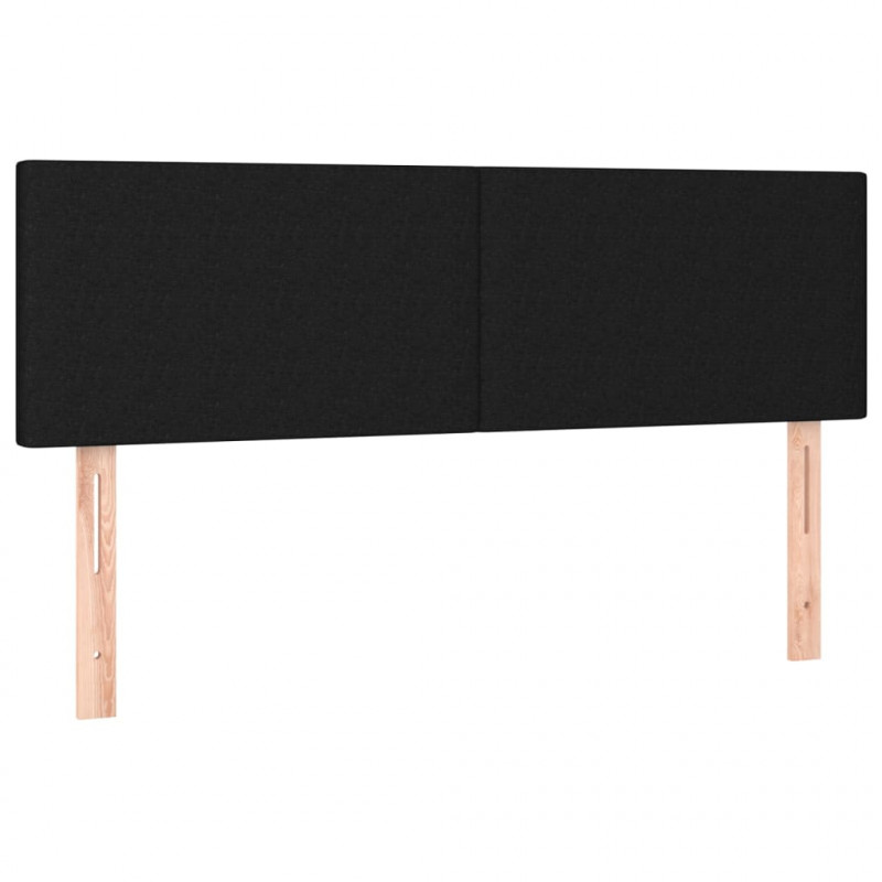 Zagłówek do łóżka z LED, czarny, 144x5x78/88 cm, tkanina