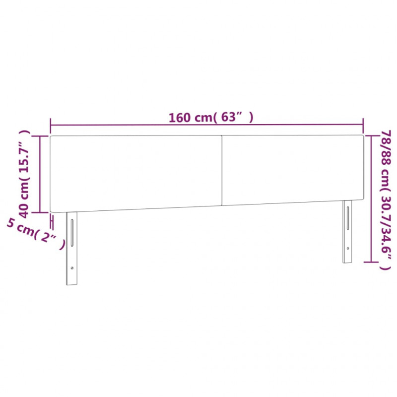 Zagłówek do łóżka z LED, ciemnoszary, 160x5x78/88 cm, aksamit
