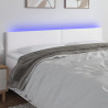Zagłówek do łóżka z LED, biały, 160x5x78/88 cm, sztuczna skóra