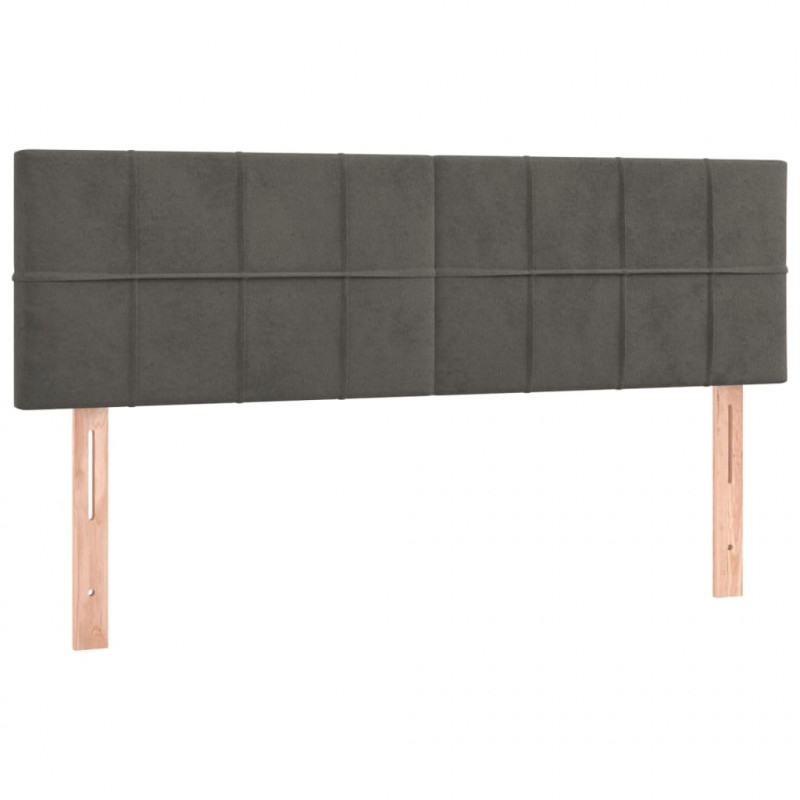 Zagłówek do łóżka z LED, ciemnoszary, 144x5x78/88 cm, aksamit