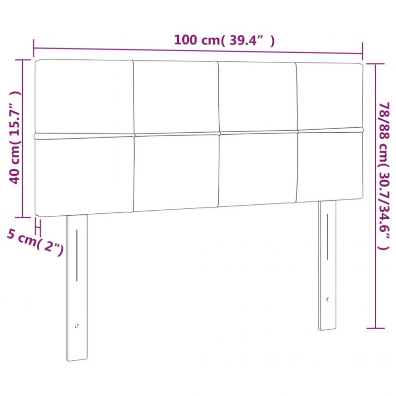 Zagłówek do łóżka z LED, czarny, 100x5x78/88 cm, aksamit