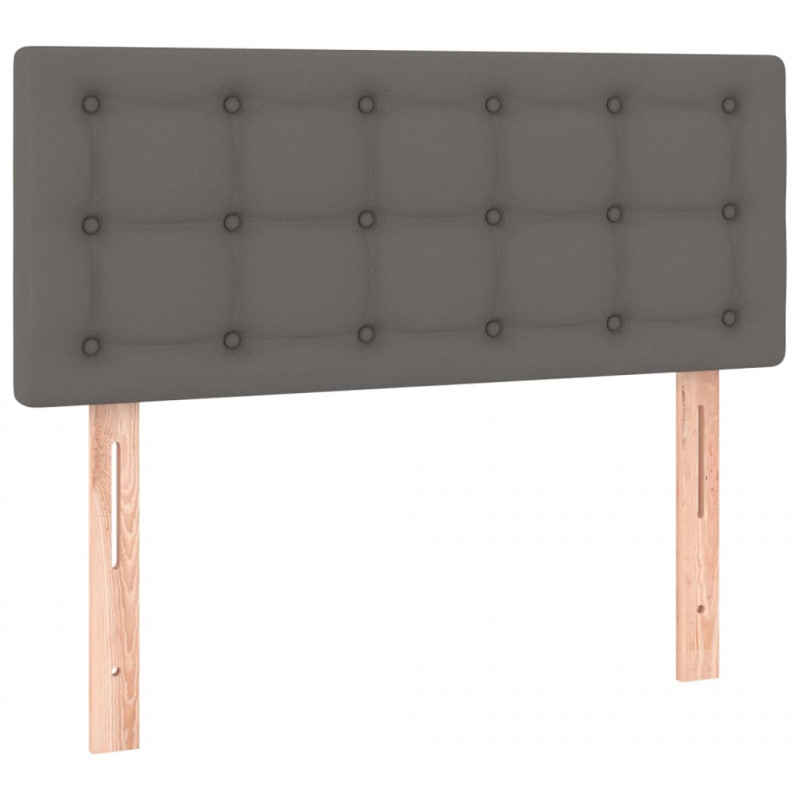 Zagłówek do łóżka z LED, szary, 90x5x78/88 cm, sztuczna skóra