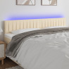 Zagłówek do łóżka z LED, kremowy, 180x5x78/88 cm, tkanina