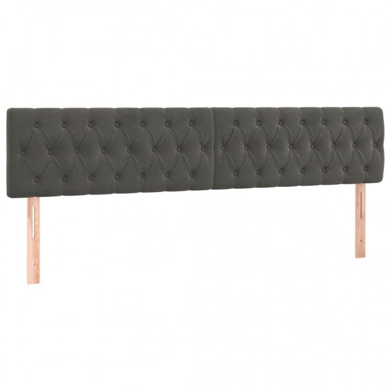 Zagłówek do łóżka z LED, ciemnoszary, 180x7x78/88 cm, aksamit