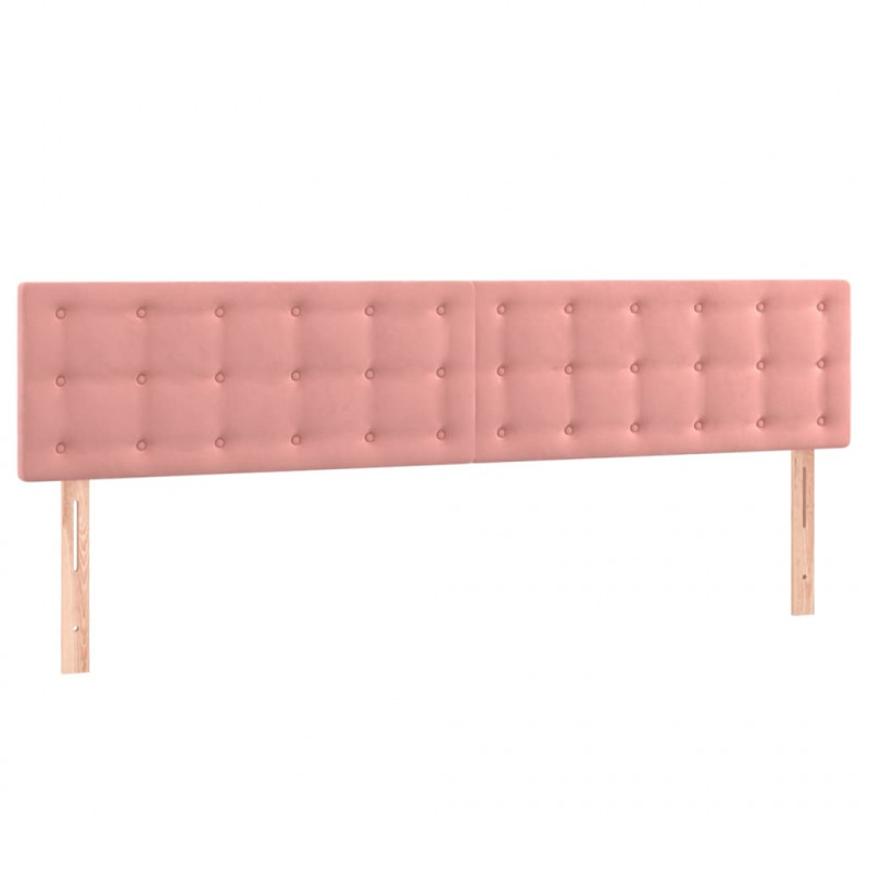 Zagłówek do łóżka z LED, różowy, 180x5x78/88 cm, aksamit