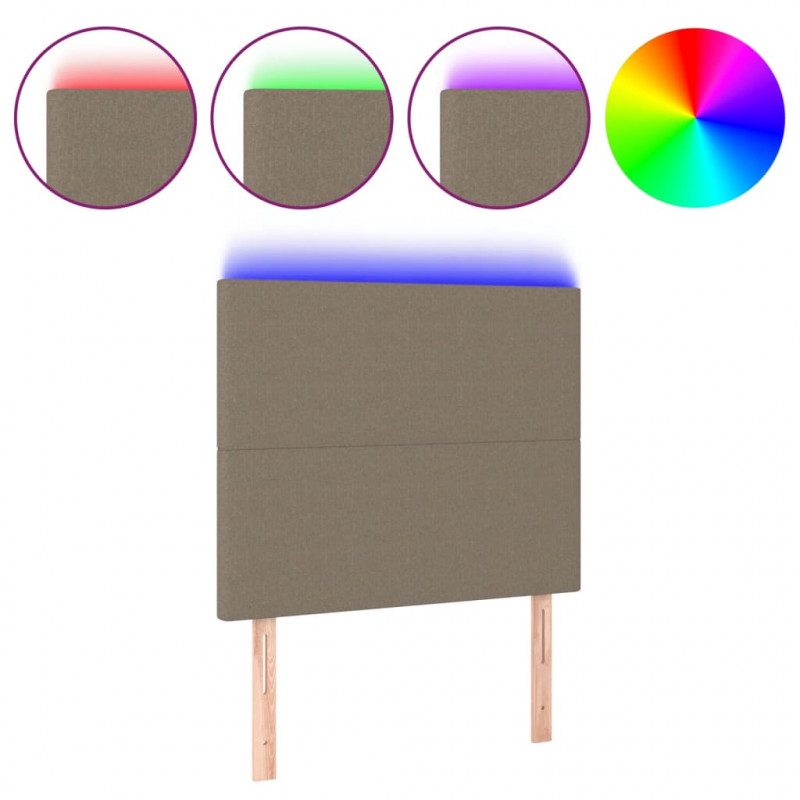 Zagłówek do łóżka z LED, taupe, 90x5x118/128 cm, tkanina