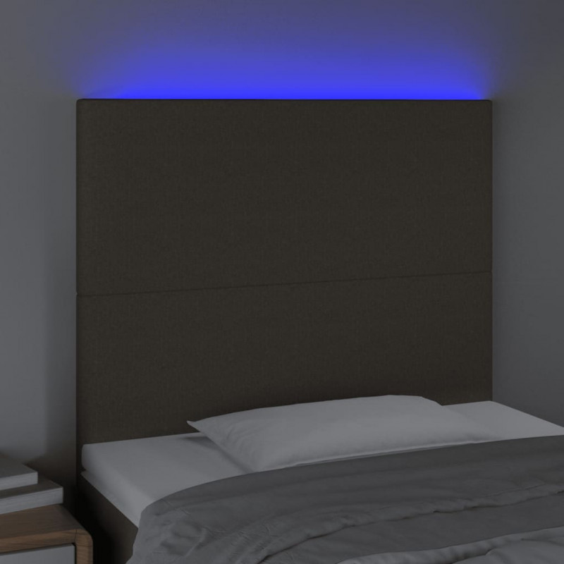 Zagłówek do łóżka z LED, taupe, 90x5x118/128 cm, tkanina
