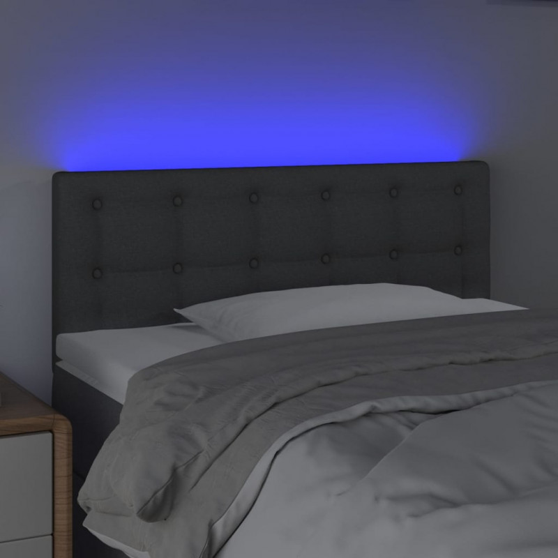 Zagłówek do łóżka z LED, ciemnoszary, 100x5x78/88 cm, tkanina