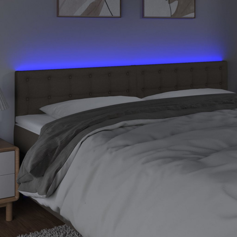 Zagłówek do łóżka z LED, taupe, 160x5x78/88 cm, tkanina