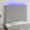 Zagłówek do łóżka z LED, jasnoszary, 90x5x118/128 cm, tkanina