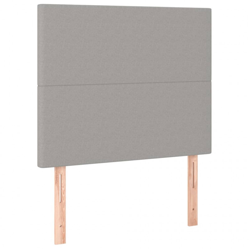 Zagłówek do łóżka z LED, jasnoszary, 90x5x118/128 cm, tkanina