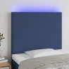 Zagłówek do łóżka z LED, niebieski, 90x5x118/128 cm, tkanina