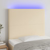 Zagłówek do łóżka z LED, kremowy, 100x5x118/128 cm, tkanina