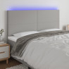 Zagłówek do łóżka z LED, jasnoszary, 200x5x118/128 cm, tkanina