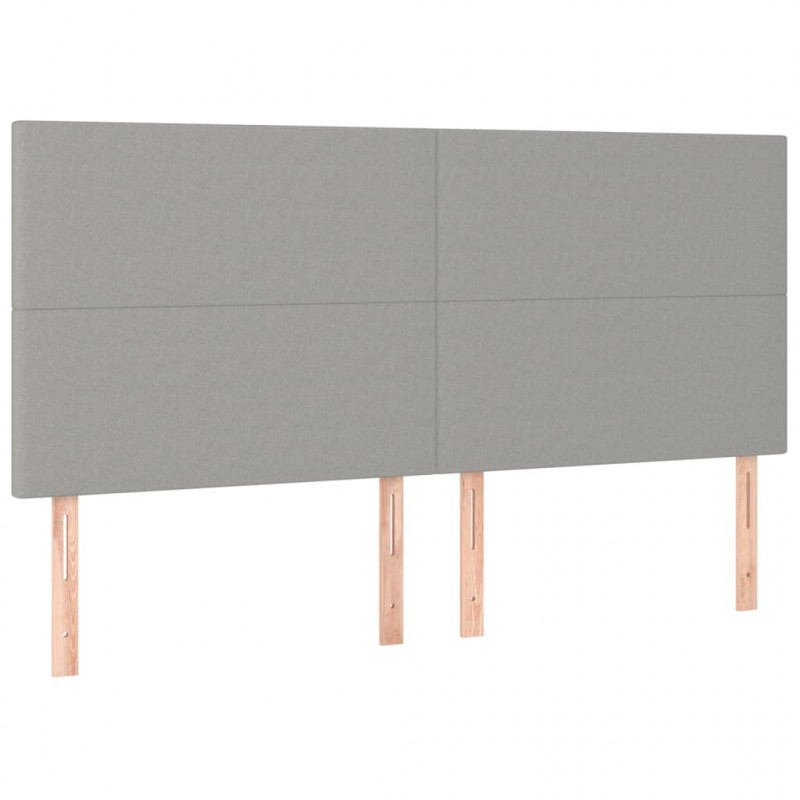 Zagłówek do łóżka z LED, jasnoszary, 200x5x118/128 cm, tkanina