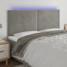 Zagłówek do łóżka z LED, jasnoszary, 160x5x118/128 cm, aksamit