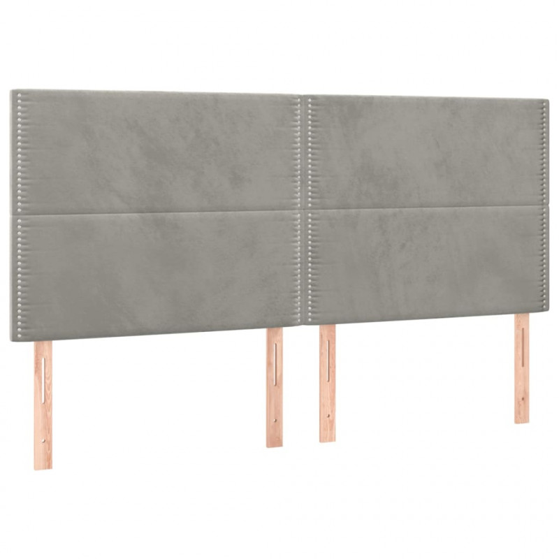 Zagłówek do łóżka z LED, jasnoszary, 160x5x118/128 cm, aksamit