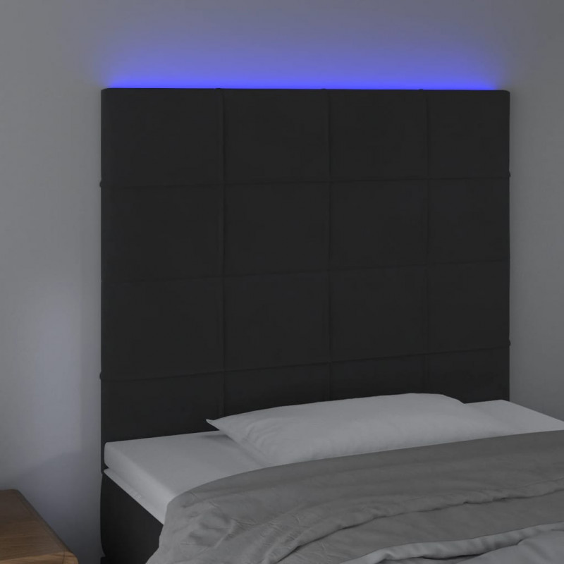 Zagłówek do łóżka z LED, czarny, 80x5x118/128 cm, aksamit