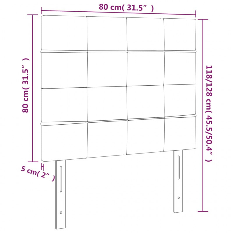 Zagłówek do łóżka z LED, czarny, 80x5x118/128 cm, aksamit