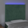 Zagłówek do łóżka z LED, ciemnozielony, 90x5x118/128cm, aksamit