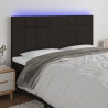 Zagłówek do łóżka z LED, czarny, 180x5x118/128 cm, tkanina