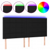 Zagłówek do łóżka z LED, czarny, 180x5x118/128 cm, tkanina