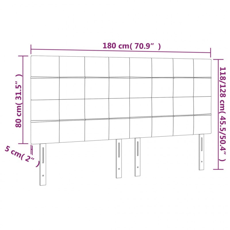 Zagłówek do łóżka z LED, czarny, 180x5x118/128 cm, tkanina
