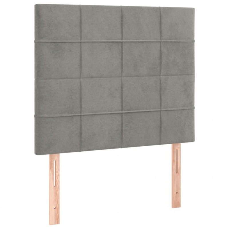 Zagłówek do łóżka z LED, jasnoszary, 80x5x118/128 cm, aksamit