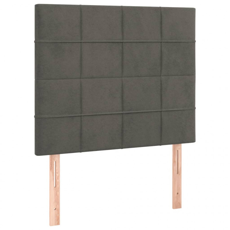 Zagłówek do łóżka z LED, ciemnoszary, 90x5x118/128 cm, aksamit