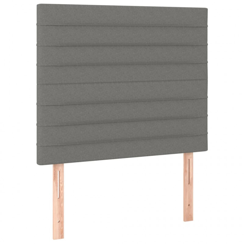 Zagłówek do łóżka z LED, ciemnoszary, 90x5x118/128 cm, tkanina