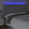 Zagłówek do łóżka z LED, jasnoszary, 160x5x118/128 cm, tkanina