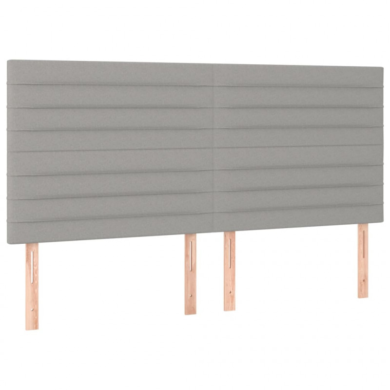 Zagłówek do łóżka z LED, jasnoszary, 160x5x118/128 cm, tkanina