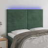 Zagłówek do łóżka z LED, ciemnozielony, 144x5x118/128 cm